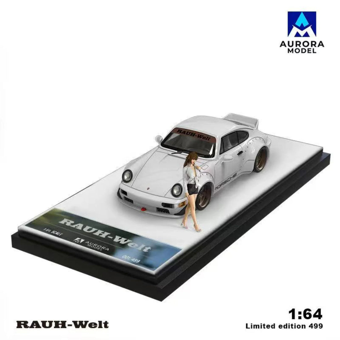 AURORA MODEL 1/64- Porsche RWB964 White w/Figurine AM640882-1