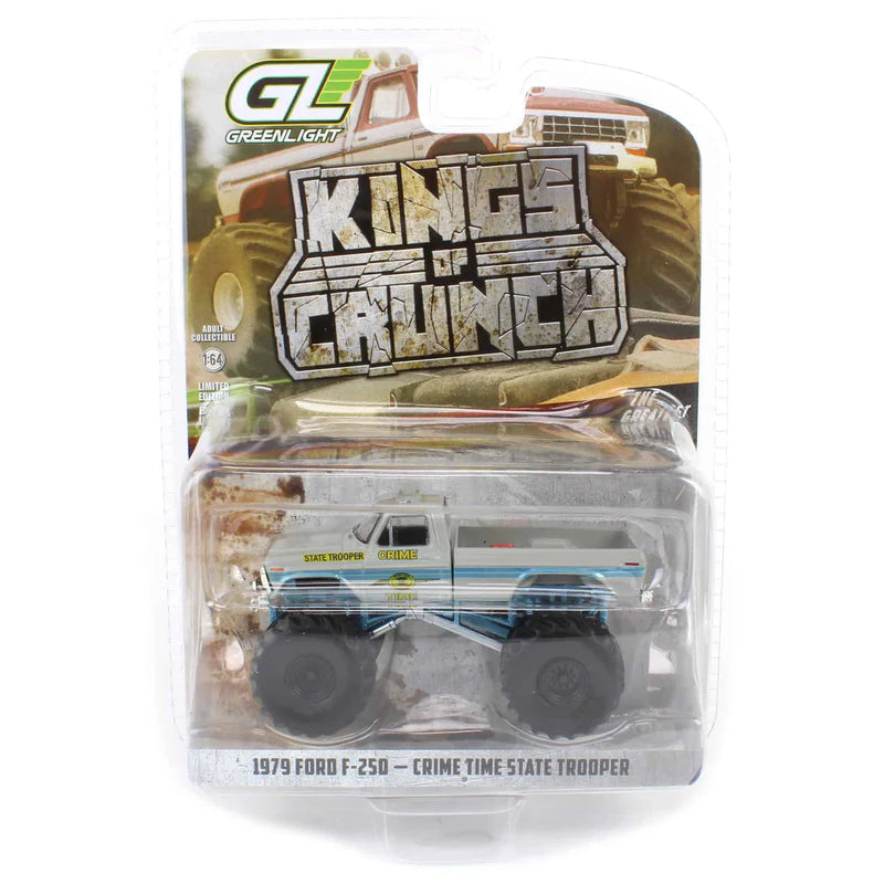 1979 Ford F-250 Monster Truck Crime Time State Trooper – GreenLight Kings of Crunch 1:64 – GL49195-F
