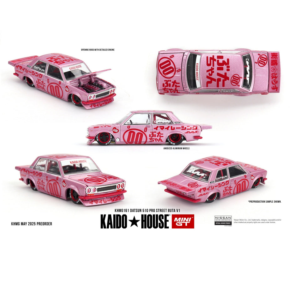 MINI GT x Kaido House 1/64 Datsun 510 Pro Street Buta V1 – Pink KHMG161