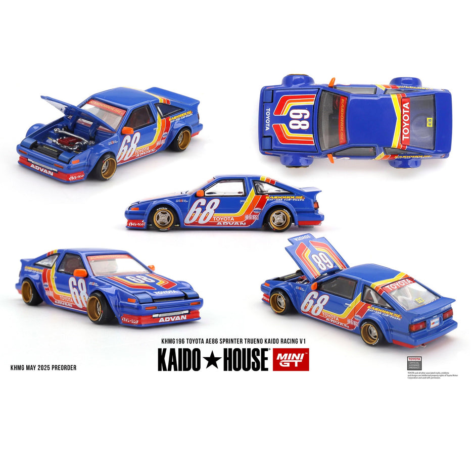 (PRE-ORDER, Q4, 2025) MINI GT x Kaido House, Toyota AE86 Sprinter Trueno Kaido Racing V1- Blue KHMG196