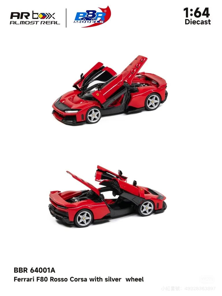 (PRE-ORDER 2027) BBR x Almost Real 1:64 Ferrari F80 – Rosso Corsa – Silver Wheels – APA XPO 2026 Exclusive – BBR64001A
