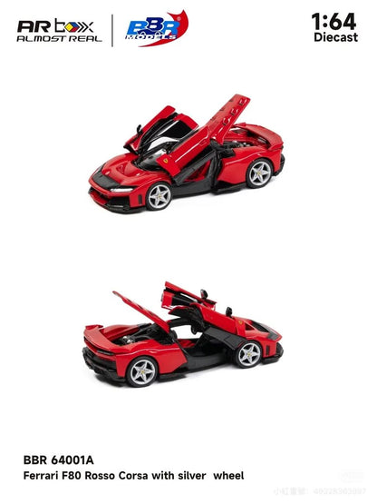 (PRE-ORDER 2027) BBR x Almost Real 1:64 Ferrari F80 – Rosso Corsa – Silver Wheels – APA XPO 2026 Exclusive – BBR64001A