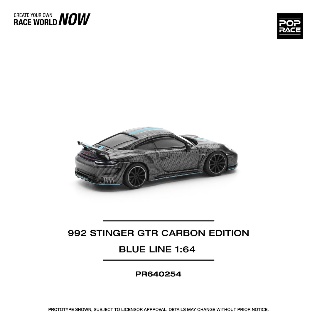 (PRE-0RDER 2025) POPRACE 1/64, 992 STINGER GTR CARBON EDITION (BLUE LINE)