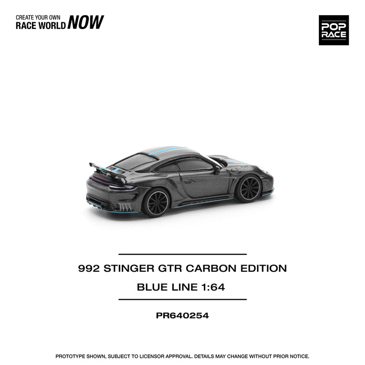 (PRE-0RDER 2025) POPRACE 1/64, 992 STINGER GTR CARBON EDITION (BLUE LINE)