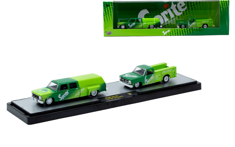 Sprite – 1976 GMC Sierra 3500 &amp; 1975 GMC Sierra Grande 15 (56000-TW44B) (M2 Machines Auto-Haulers Coca-Cola Release TW44)