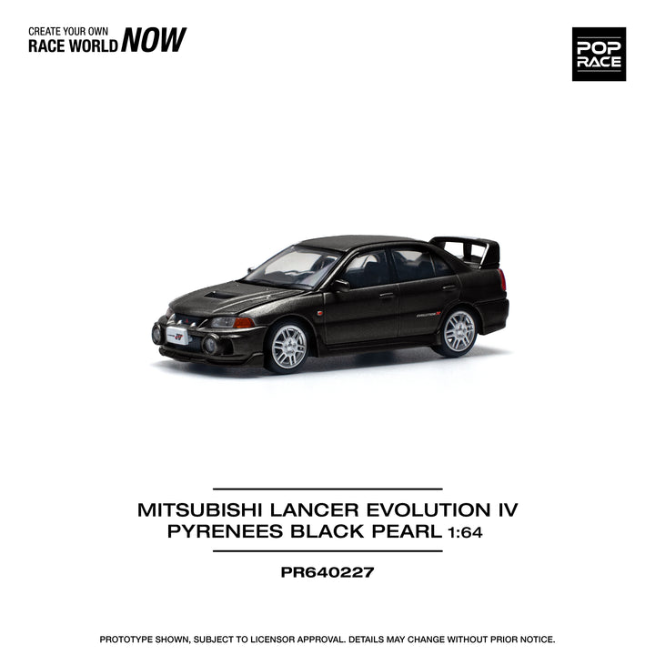 POPRACE 1:64-MITSUBISHI LANCER EVOLUTION IV - PYRENEES BLACK PEARL PR640227