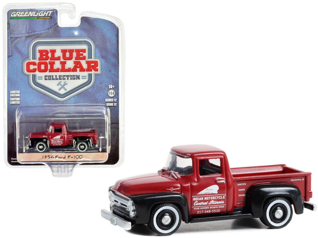 1956 Ford F-100 Pickup Truck Red and Black "Indian Motorcycle Service Parts &amp; Sales"