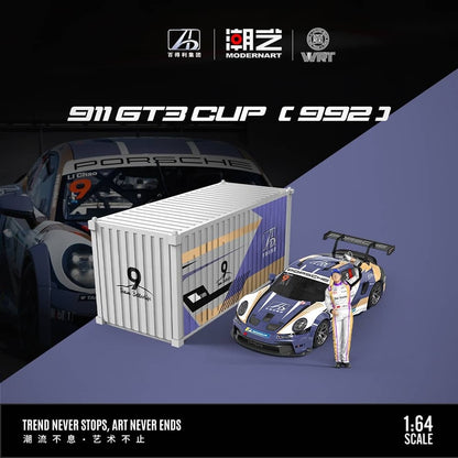 ModernArt 1:64-Porsche 911 GT3 Cup (992) w/Figurine &amp; Container-Team BetterLife 
