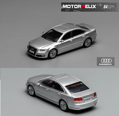 Motorhelix 1/64-Audi A8 (D3) 2008 Ice Silver Metallic M68204
