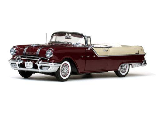 1955 Pontiac Star Chief Open Convertible in White Mist / Persian Maroon (Échelle-Scale 1:18)