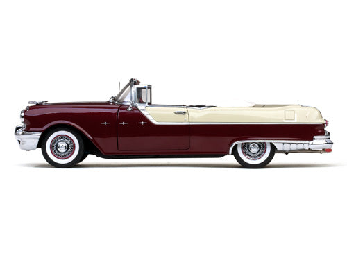 1955 Pontiac Star Chief Open Convertible in White Mist / Persian Maroon (Échelle-Scale 1:18)