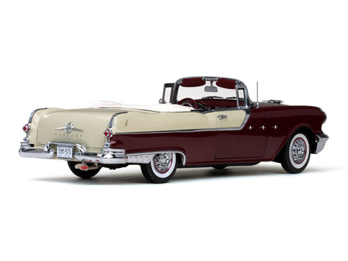1955 Pontiac Star Chief Open Convertible in White Mist / Persian Maroon (Échelle-Scale 1:18)