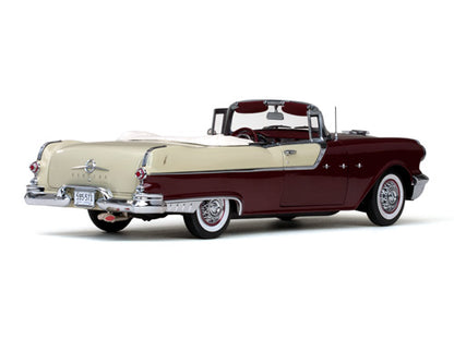 1955 Pontiac Star Chief Open Convertible in White Mist / Persian Maroon (Échelle-Scale 1:18)