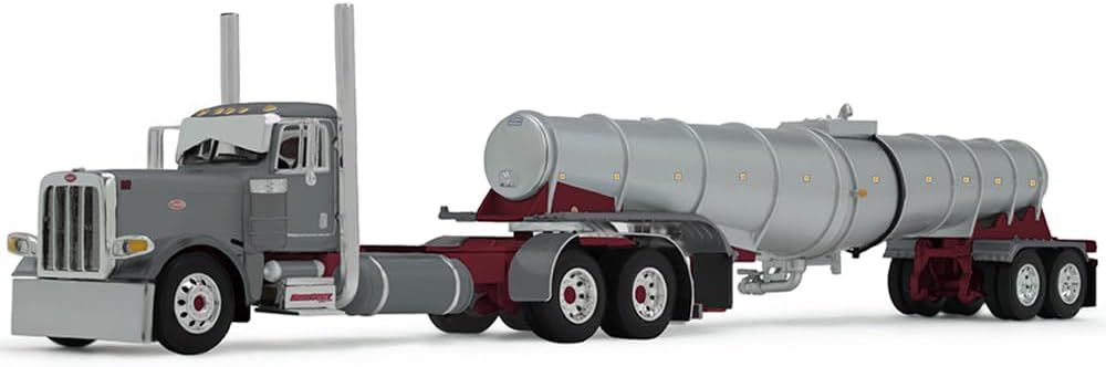 Day Cab and Polar Deep Drop Tank Trailer North Coast Wine Gray, DCP by First Gear-1/64