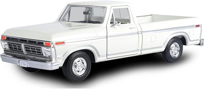 1977 Ford F-150 Custom Pickup – Blanc – Motormax 1:24 Timeless Legends – 79386WH