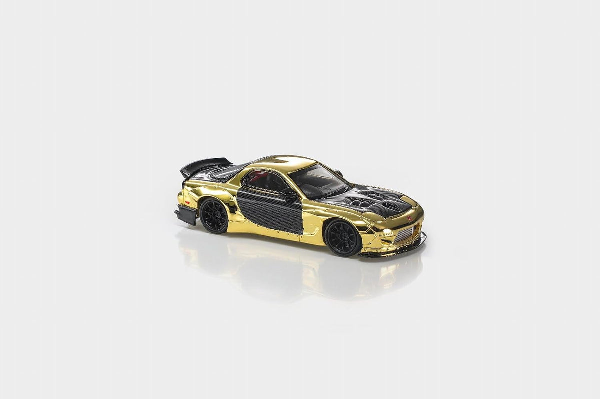 MODELMODEL 1:64 Mazda RX-7 FD Rocket Bunny – Plaqué or – Exclusivité HK Toycar Salon 2026 – MM64-RX7FDR-HKTCS2026