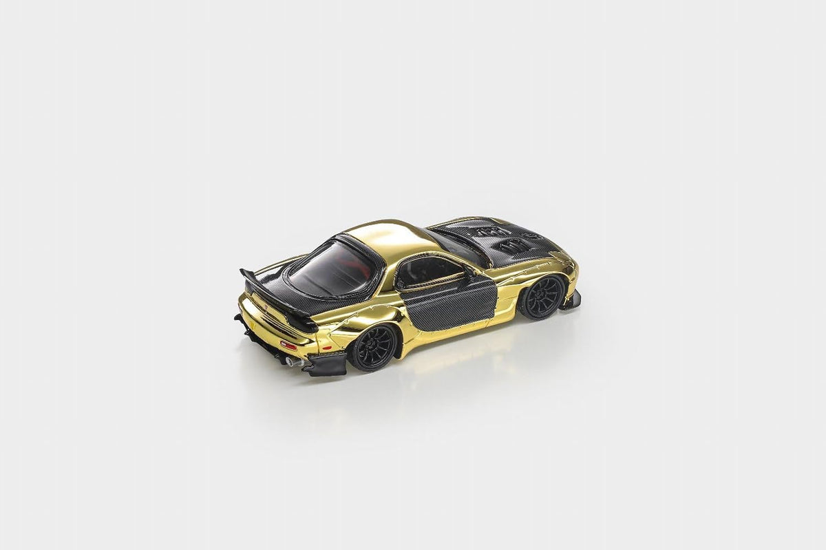 MODELMODEL 1:64 Mazda RX-7 FD Rocket Bunny – Plaqué or – Exclusivité HK Toycar Salon 2026 – MM64-RX7FDR-HKTCS2026