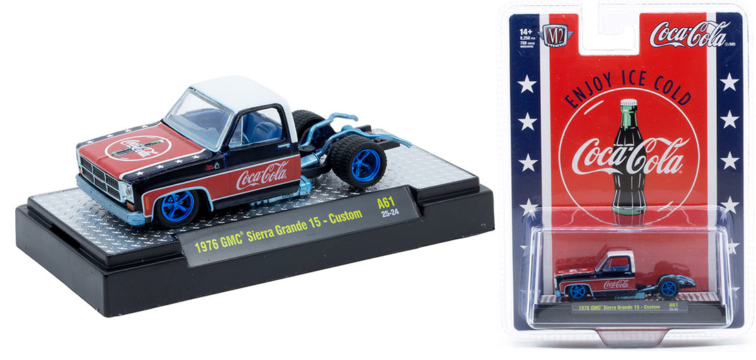 CHASE CARS-1976 GMC Sierra Grande 15 – Custom – Coca-Cola (CHASE-52500-A61A) (M2 Machines Coca-Cola Release A61)