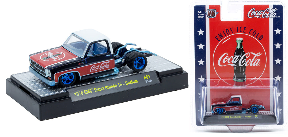 CHASE CARS-1976 GMC Sierra Grande 15 – Custom – Coca-Cola (CHASE-52500-A61A) (M2 Machines Coca-Cola Release A61)