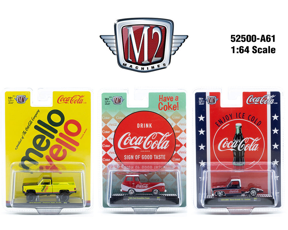 M2 Machines 1:64 Coca-Cola 2026 Release A61 Assortment (Set of 3) 52500-A61