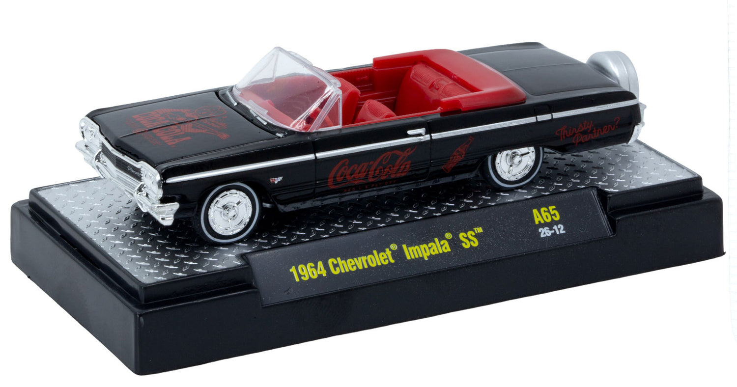 M2 Machines 1:64 Coca-Cola 1964 Chevrolet Impala SS – Black &amp; Red – 52500-A65-A