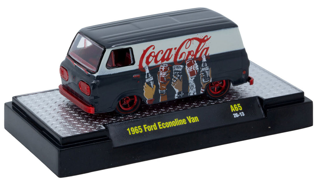 CHASE CAR – M2 Machines 1:64 Coca-Cola 1965 Ford Econoline Van – Black – Red Chrome Wheels – 52500-A65-B-CHASE