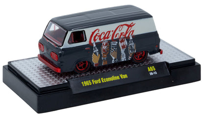 CHASE CAR – M2 Machines 1:64 Coca-Cola 1965 Ford Econoline Van – Black – Red Chrome Wheels – 52500-A65-B-CHASE