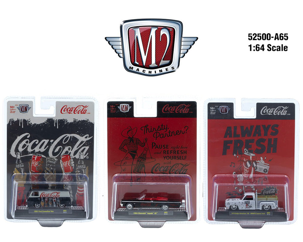 M2 Machines 1:64 Coca-Cola 1964 Chevrolet Impala SS – Black &amp; Red – 52500-A65-A