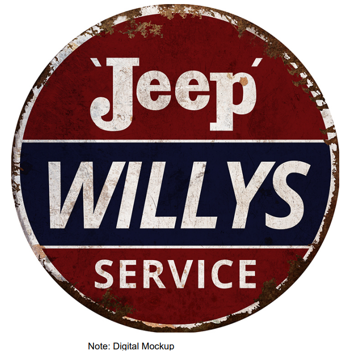 30"x30" Round Metal Sign - Jeep Willy&