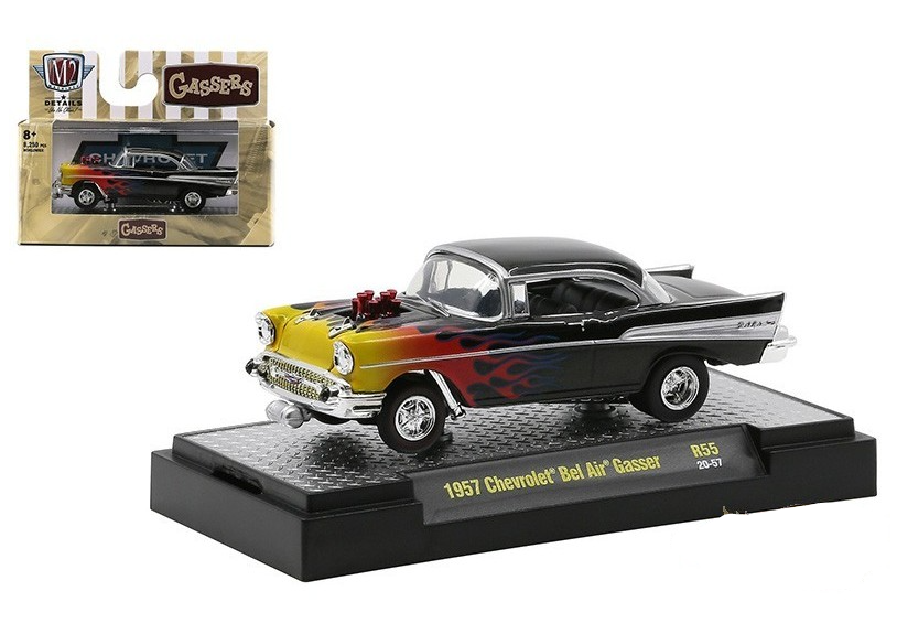 1957 Chevrolet Bel Air Gasser Black Pearl Metallic with Flames-Auto-Meets Release 55