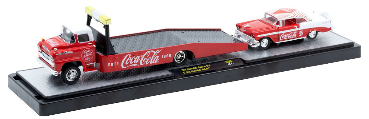 1958 Chevrolet Spartan LCF &amp; 1956 Chevrolet Bel Air – M2 Machines 1:64 Coca-Cola Auto-Haulers Release S03 – 56000-S03-A