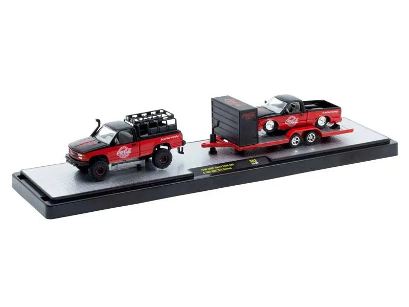 1998 GMC Sierra 1500 4X4 &amp; 1995 GMC S15 Sonoma – M2 Machines 1:64 Coca-Cola Auto-Haulers Release S03 – 56000-S03-C