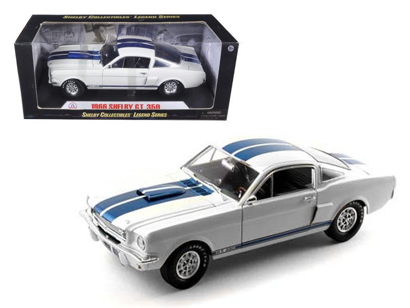 Ford Mustang Shelby GT350 1966 Blanche avec bandes bleues – Shelby Collectibles Legend Series 1:18 (sc160/white)