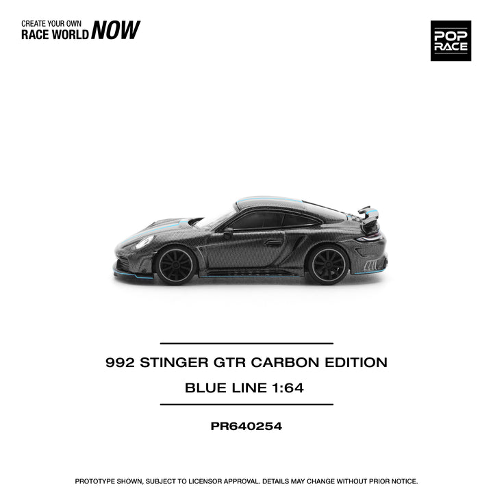 (PRE-0RDER 2025) POPRACE 1/64, 992 STINGER GTR CARBON EDITION (BLUE LINE)