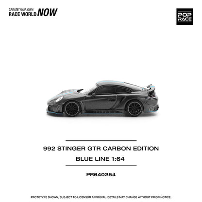 (PRE-0RDER 2025) POPRACE 1/64, 992 STINGER GTR CARBON EDITION (BLUE LINE)