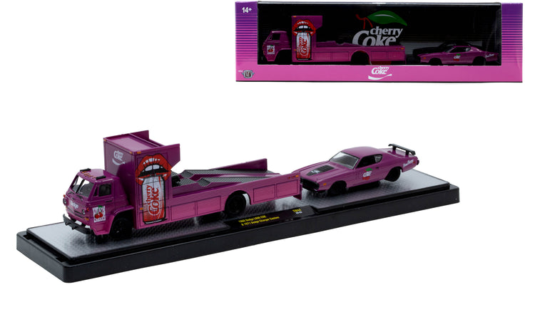 Cherry Coke – 1966 Dodge L600 COE &amp; 1971 Dodge Charger Custom (56000-TW44A) (M2 Machines Auto-Haulers Coca-Cola Release TW44)