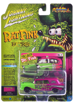 Johnny Lightning-1957 Chevy Ambulance Rat Fink-Magenta Metallic JLSF031-5