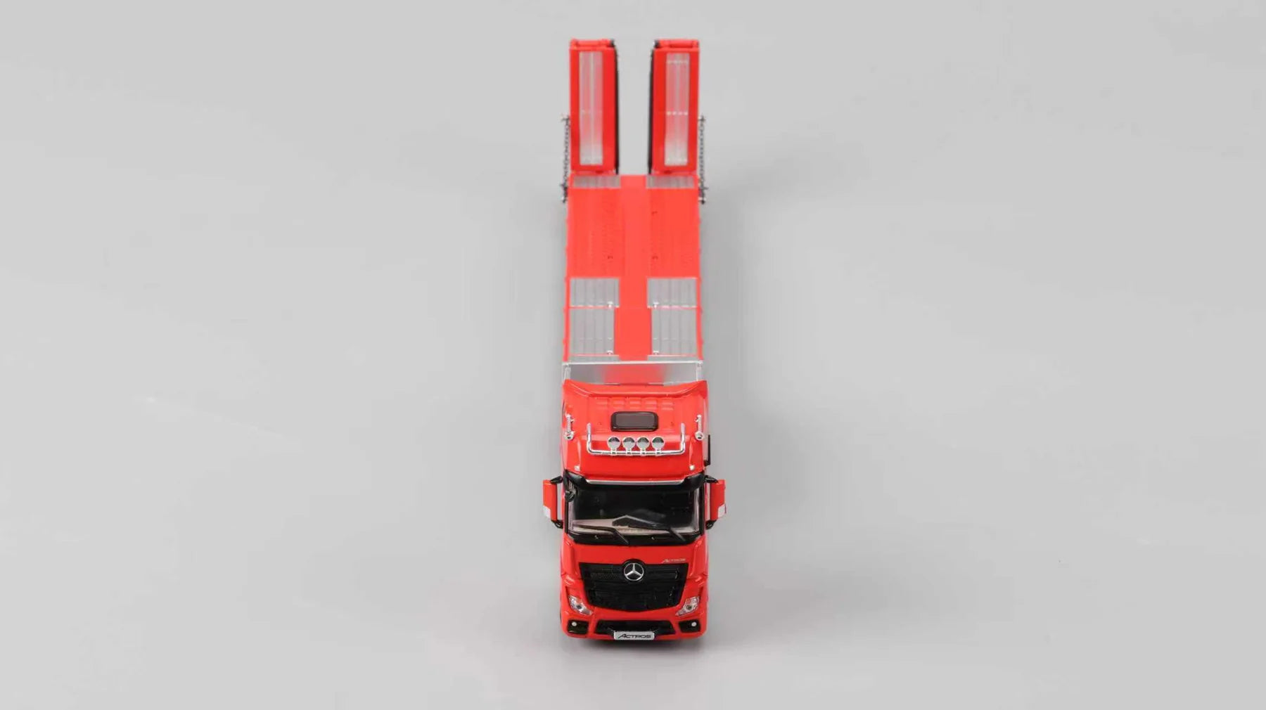 Perka 1:64 Mercedes-Benz Flatbed Transport Trailer Red BJ-09