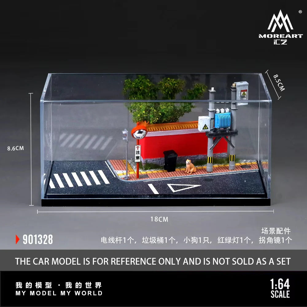 Coin de rue urbain avec mur rouge MoreArt 1:64 MO901328