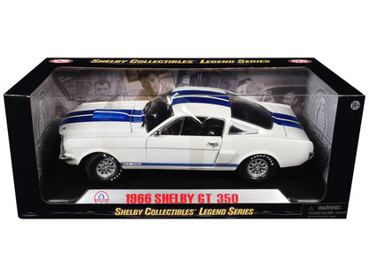 Ford Mustang Shelby GT350 1966 Blanche avec bandes bleues – Shelby Collectibles Legend Series 1:18 (sc160/white)
