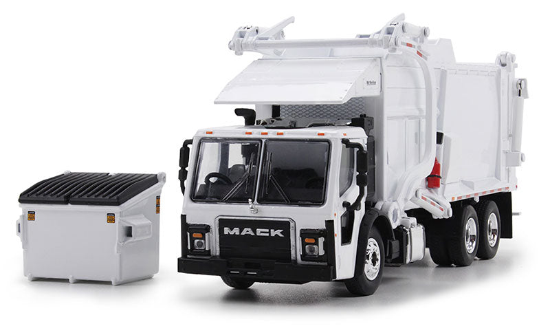 Mack LR Refuse Truck in Blank White with McNeilus Meridian Front Loader &amp; Trash Bin
