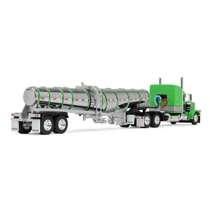 Peterbilt Model 389 With 48" Mid-Roof Sleeper &amp; Polar Deep Drop Trailer (Green/Silver/Black)