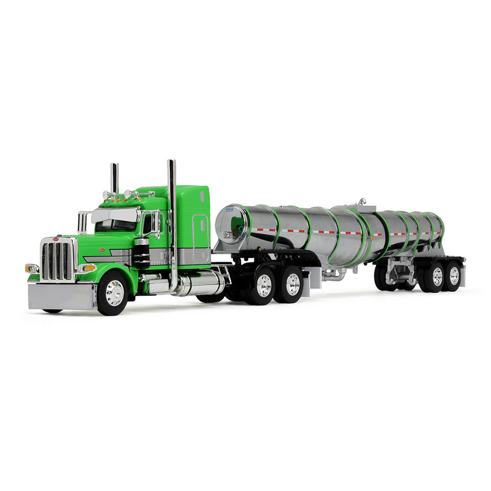 Peterbilt Model 389 With 48" Mid-Roof Sleeper &amp; Polar Deep Drop Trailer (Green/Silver/Black)