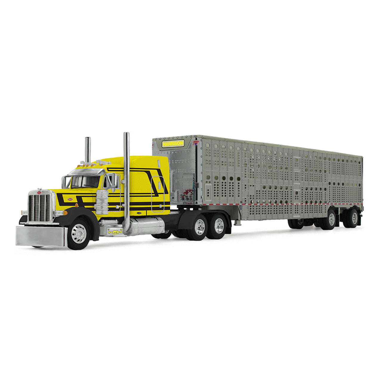 First Gear 1/64 - Peterbilt 379 with Spread-Axle Cattle Trailer - "Harrison Trucking" - 60-2104