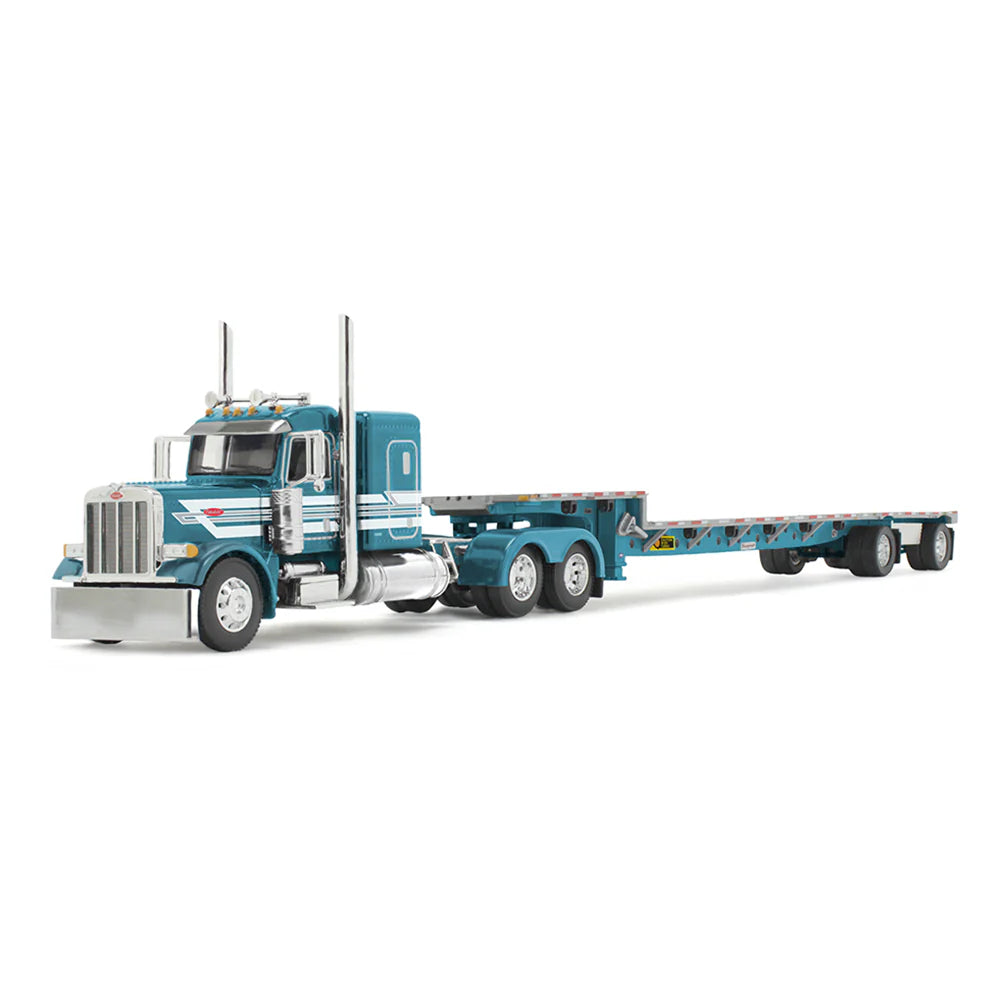 Peterbilt Model 379 w/ 48" Flat Top Sleeper &amp; Transcraft Step Deck Trailer- DCP by First Gear, 1/64