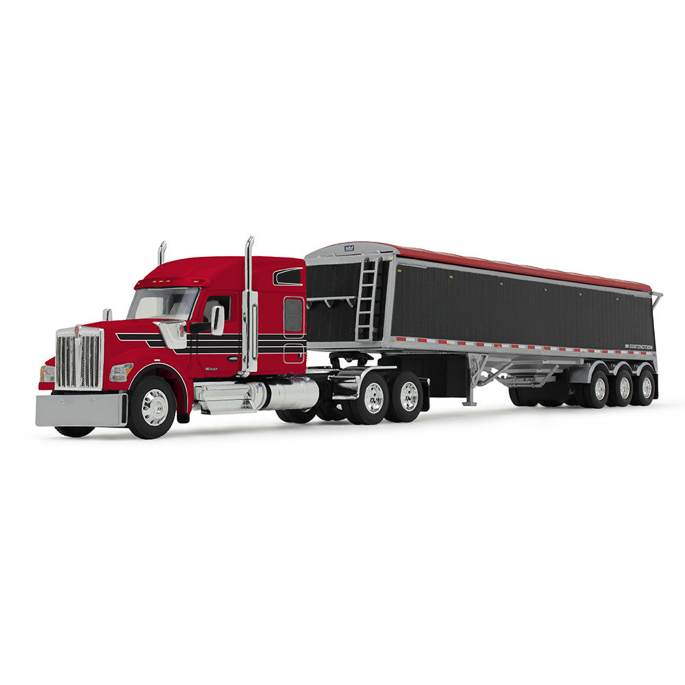 First Gear 1/64 - Kenworth W990 with 76" Mid-Roof Sleeper &amp; Lode King Distinction Hopper Trailer - 60-2176