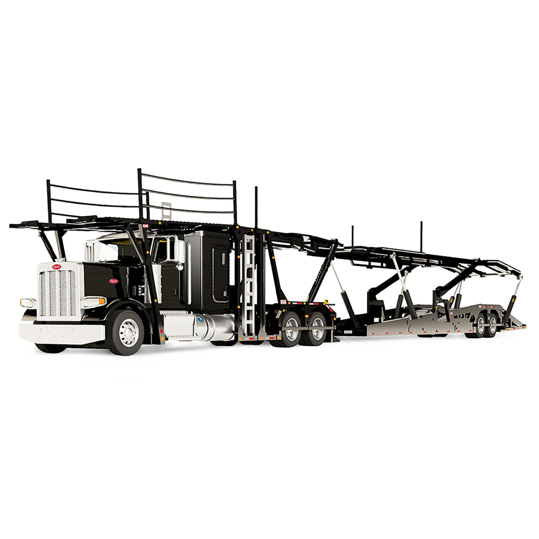 (PRE-ORDER 2026/2027) DCP by First Gear 1:64 Peterbilt 389 Semi Truck with Boydstun 9106-48EZ Car Carrier Trailer – Black – Outback Toys Exclusive 60-2314