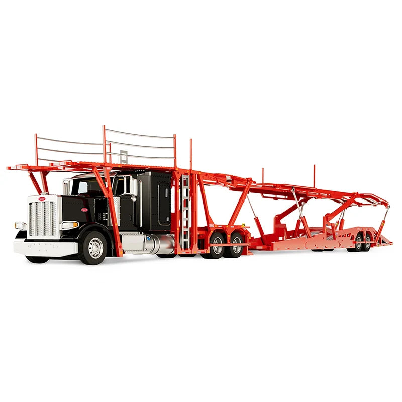 (PRE-ORDER 2026/2027) DCP by First Gear 1:64 Peterbilt 389 avec remorque porte-voitures Boydstun 9106-48EZ – Noir et rouge – Exclusivité Outback Toys 60-2316
