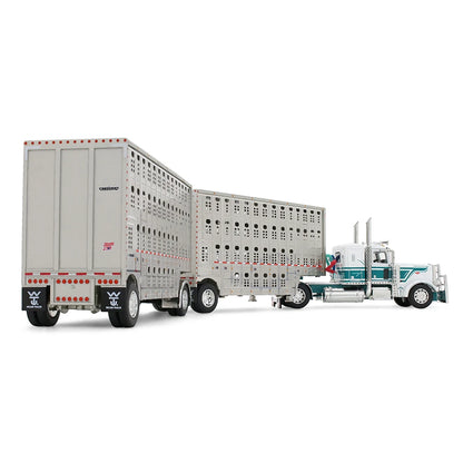 DCP by First Gear 1:64-White/Dark Teal Peterbilt Model 389 with 36" Flat Top Sleeper &amp; 28&