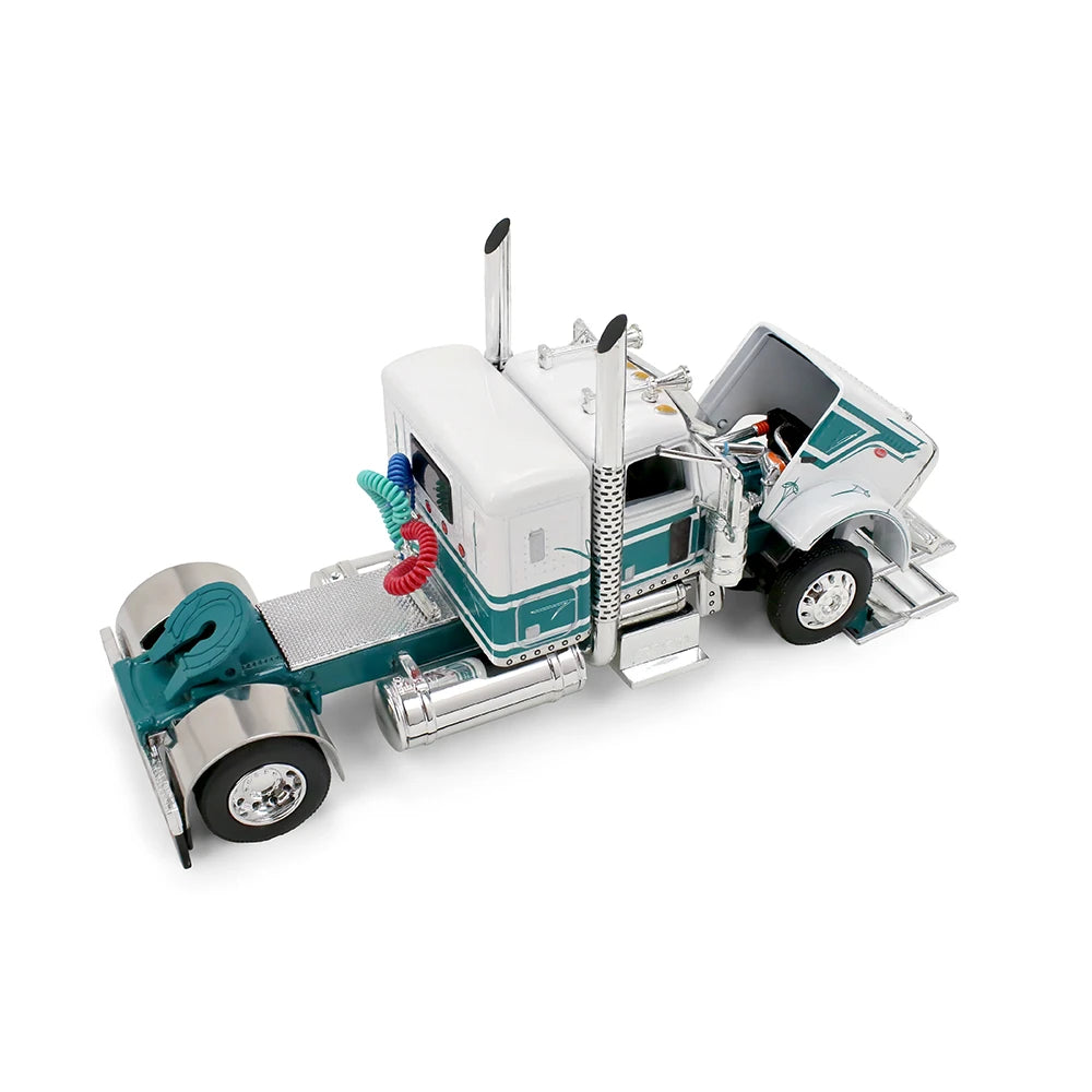 DCP by First Gear 1:64-White/Dark Teal Peterbilt Model 389 with 36" Flat Top Sleeper &amp; 28&